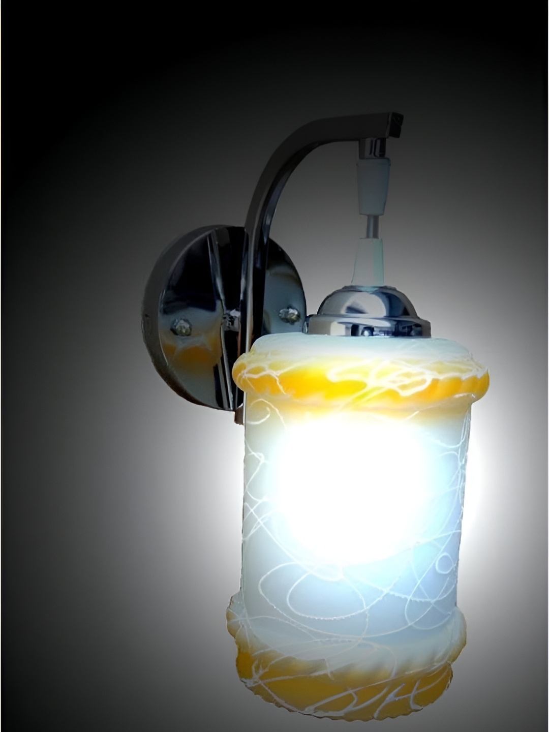 

Afast Yellow & White Printed Metal Cylinder Shaped Wall Lamp