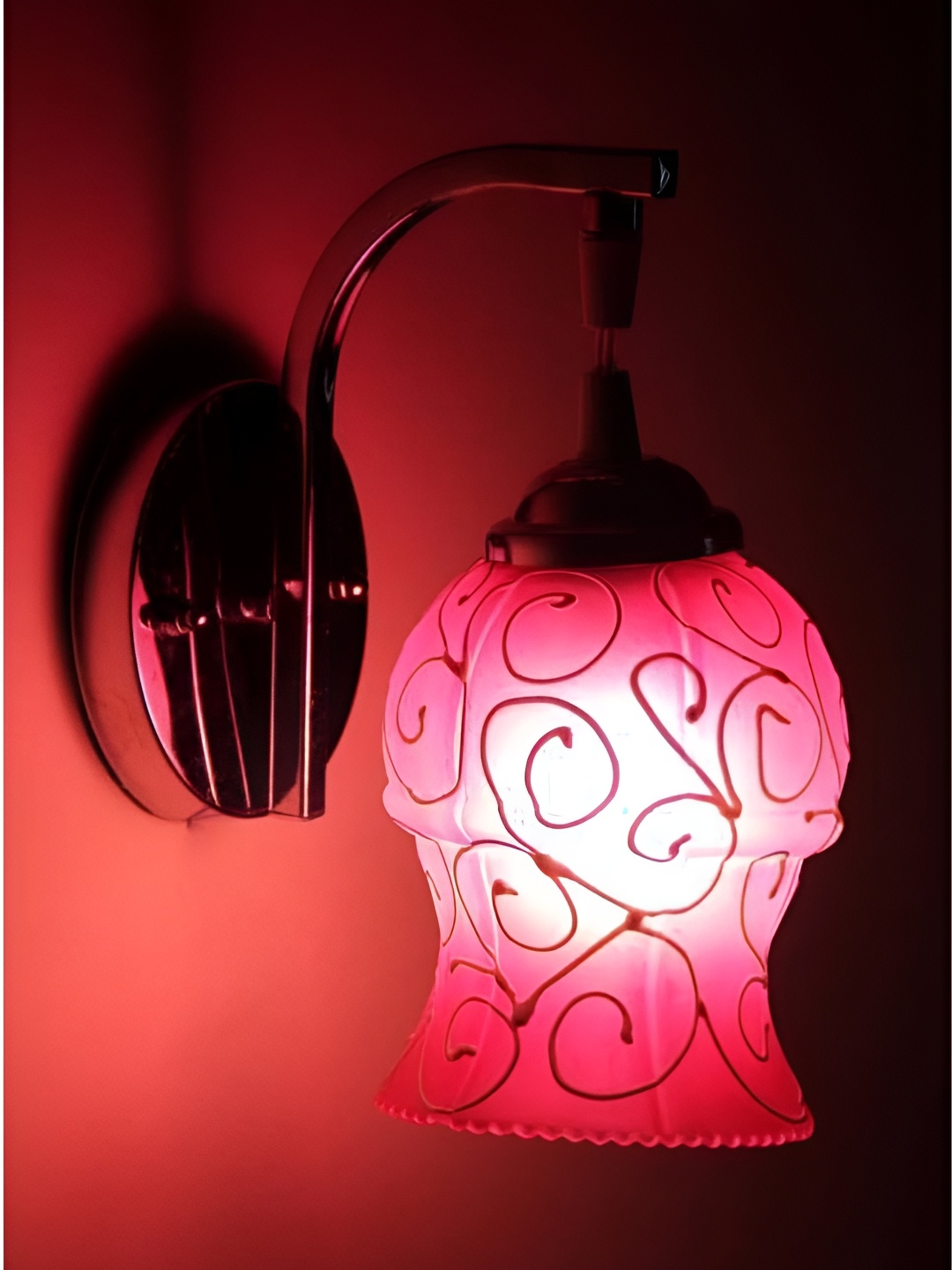 

Afast Pink & White Printed Metal Wall Lamp