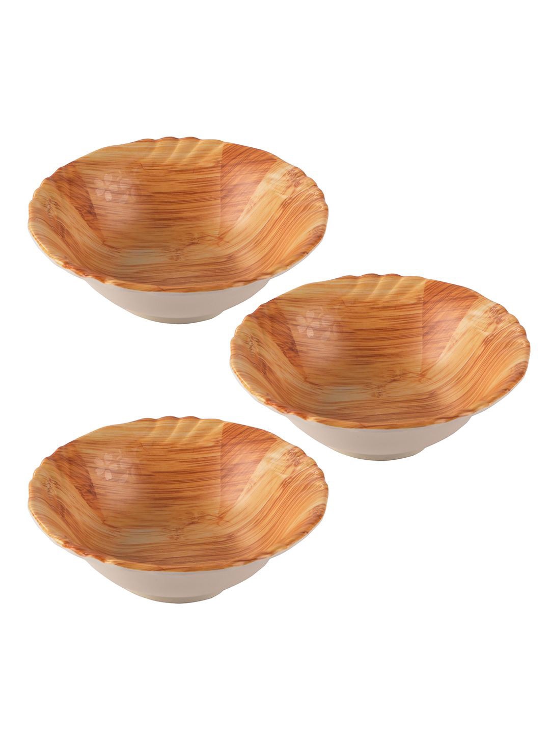 

Kuber Industries Unisex Brown & White 3 Pieces Melamine Serving Bowls