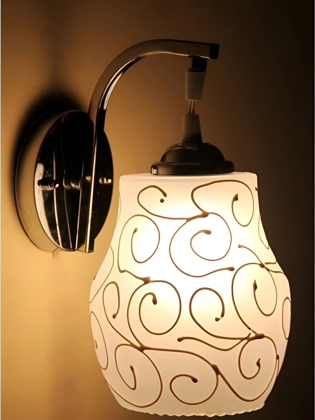 

Afast White & Silver Toned Printed Metal Wall Lamp