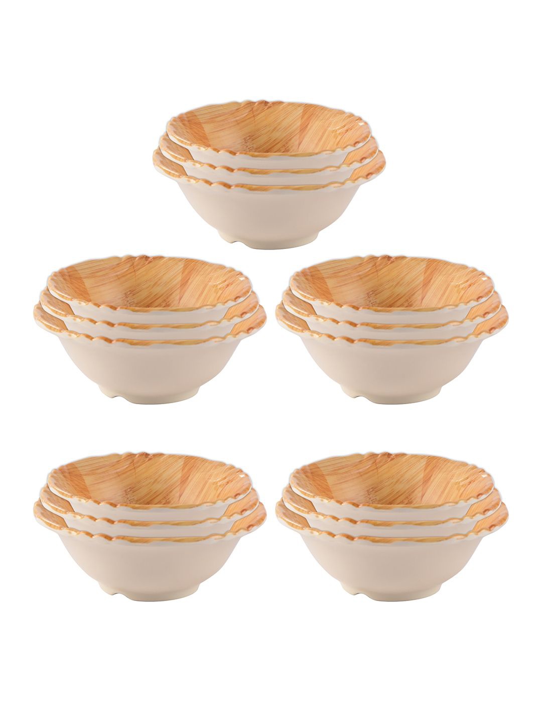 

Kuber Industries Unisex Brown & White 15 Pieces Melamine Serving Bowls