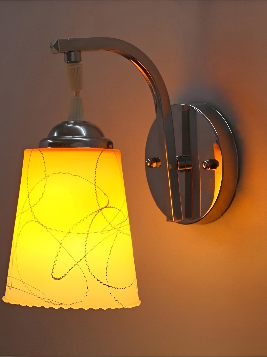 

Afast Yellow & White Printed Metal Bell Shaped Wall Lamp