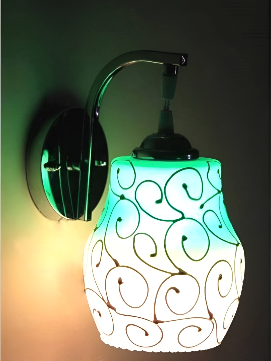 

Afast Green & White Printed Metal Wall Lamp