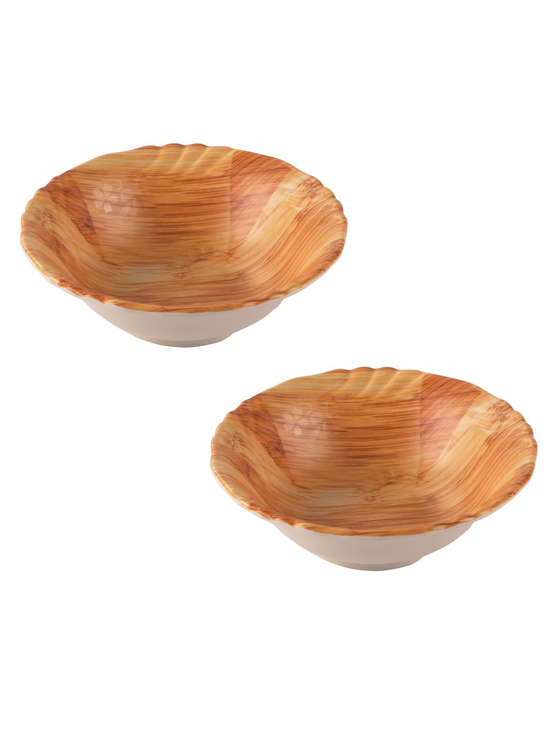 

Kuber Industries Unisex Brown & White 2 Pieces Melamine Serving Bowls