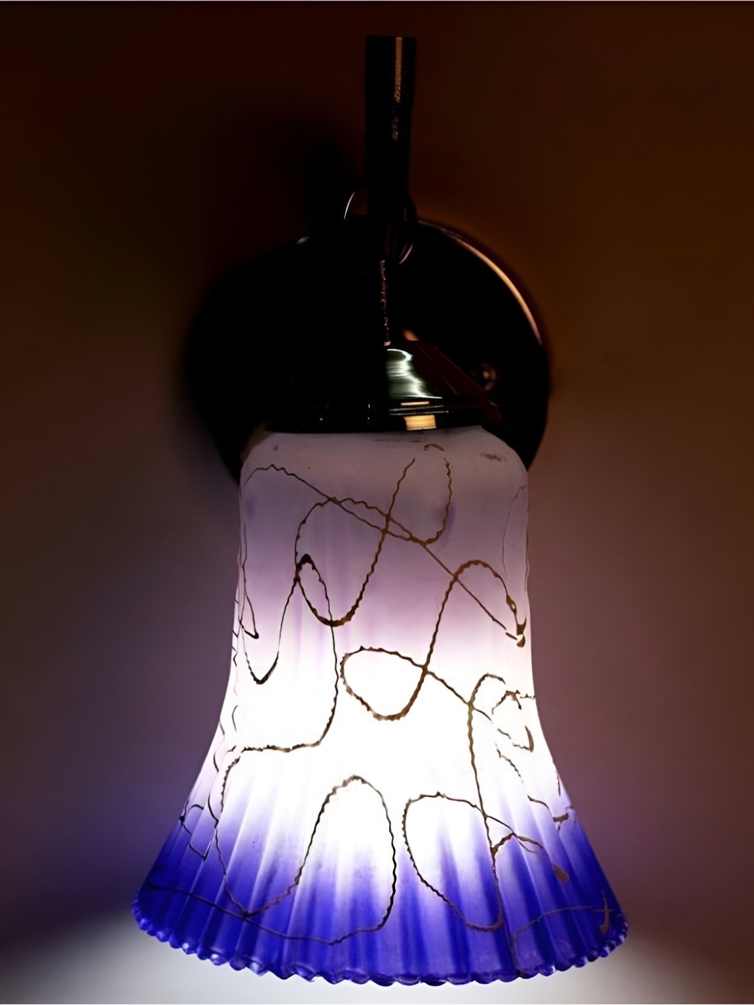 

Afast Blue & White Printed Metal Bell Shaped Wall Lamp