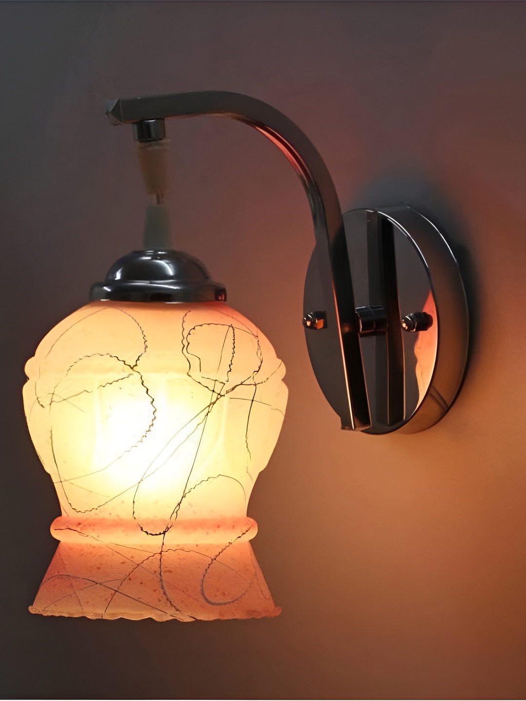 

Afast Orange Colored & White Printed Metal Wall Lamp