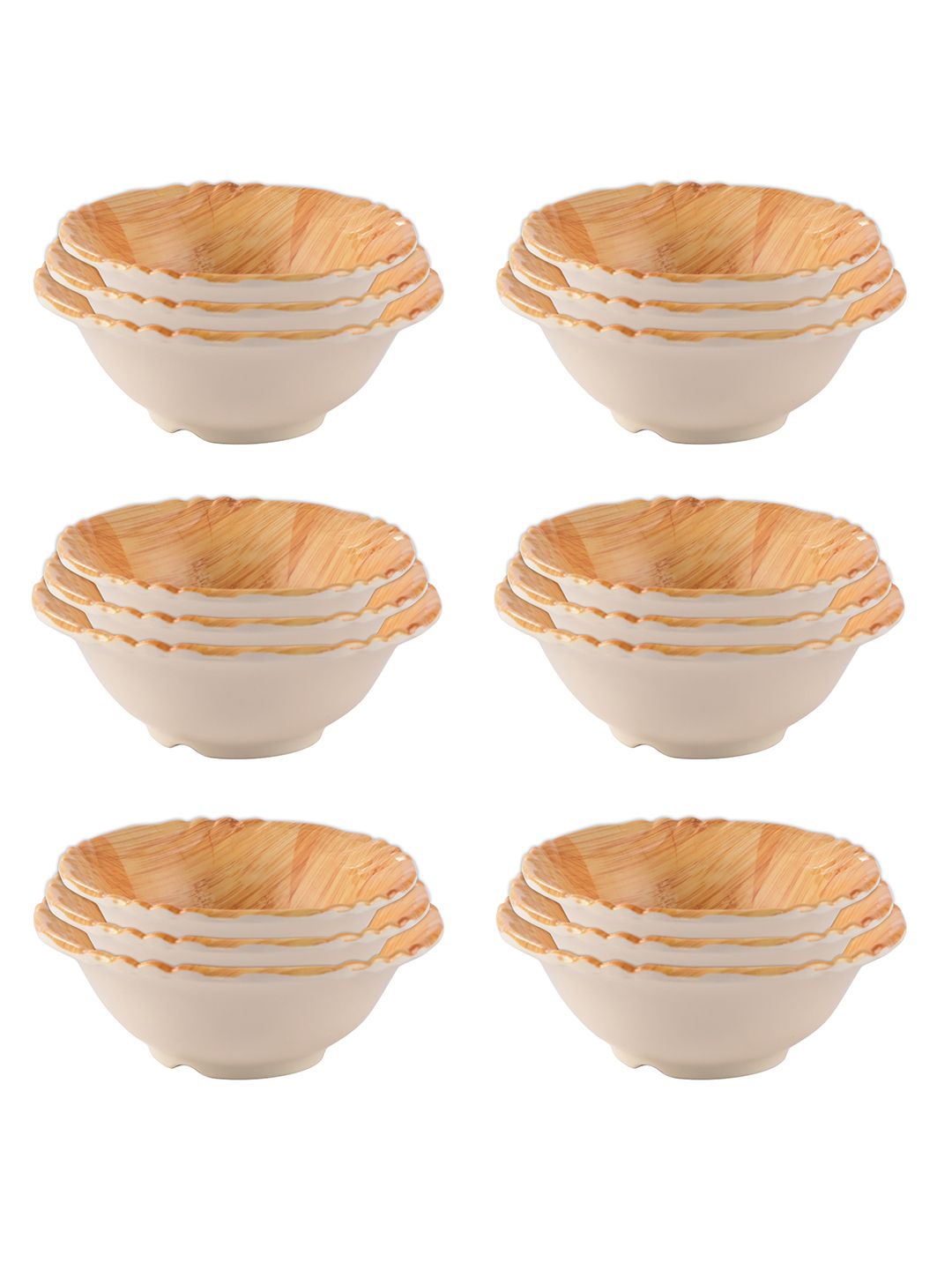 

Kuber Industries Unisex Brown & White 18 Pieces Melamine Serving Bowls