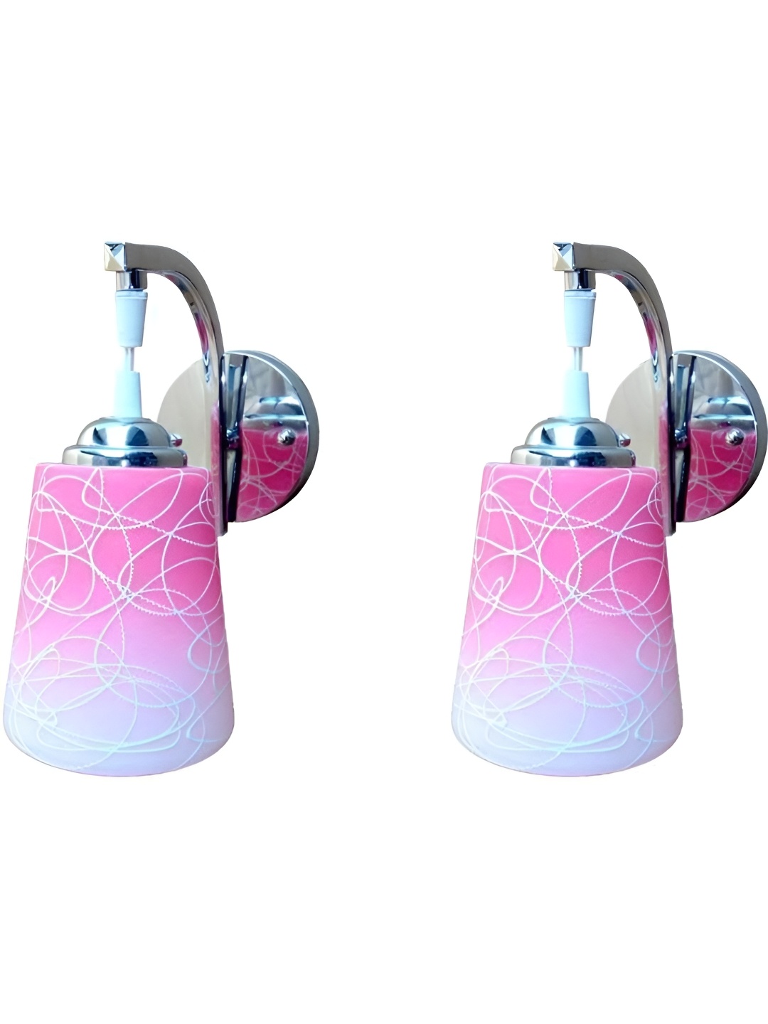 

Afast Pink & White 2 Pieces Printed Metal Bell Shaped Wall Lamps