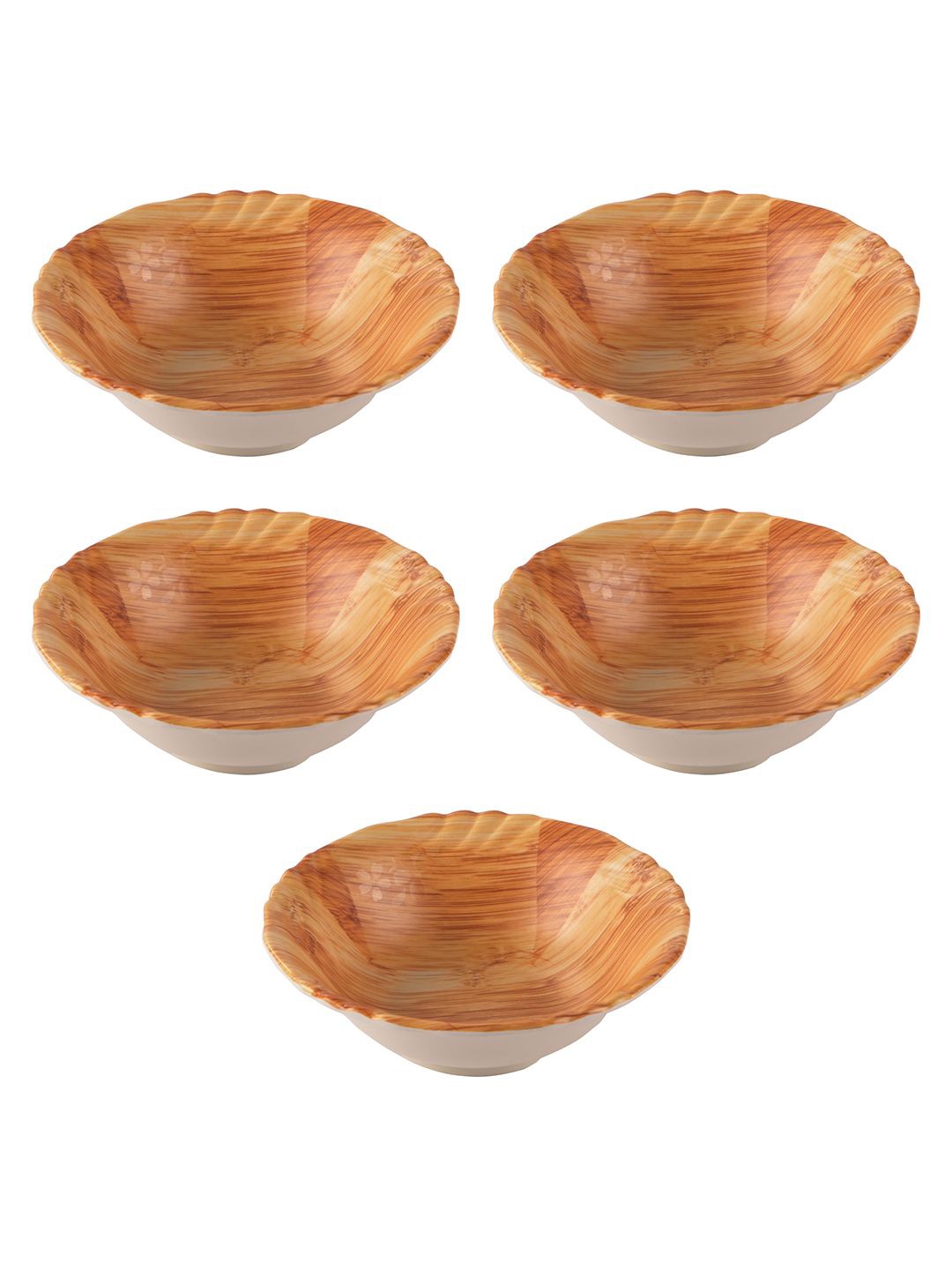 

Kuber Industries Unisex Brown & White 5 Pieces Melamine Serving Bowls