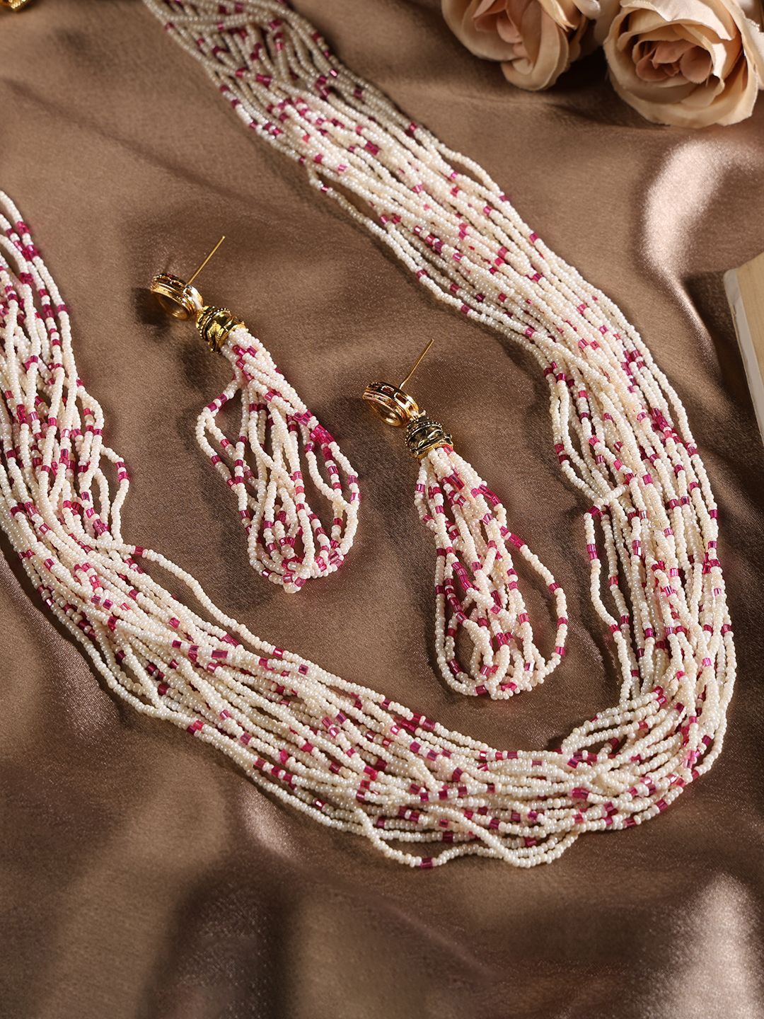 

PATOLA BY VJ Gold-Plated Artificial Beads Beaded-Studded Jewellery Set