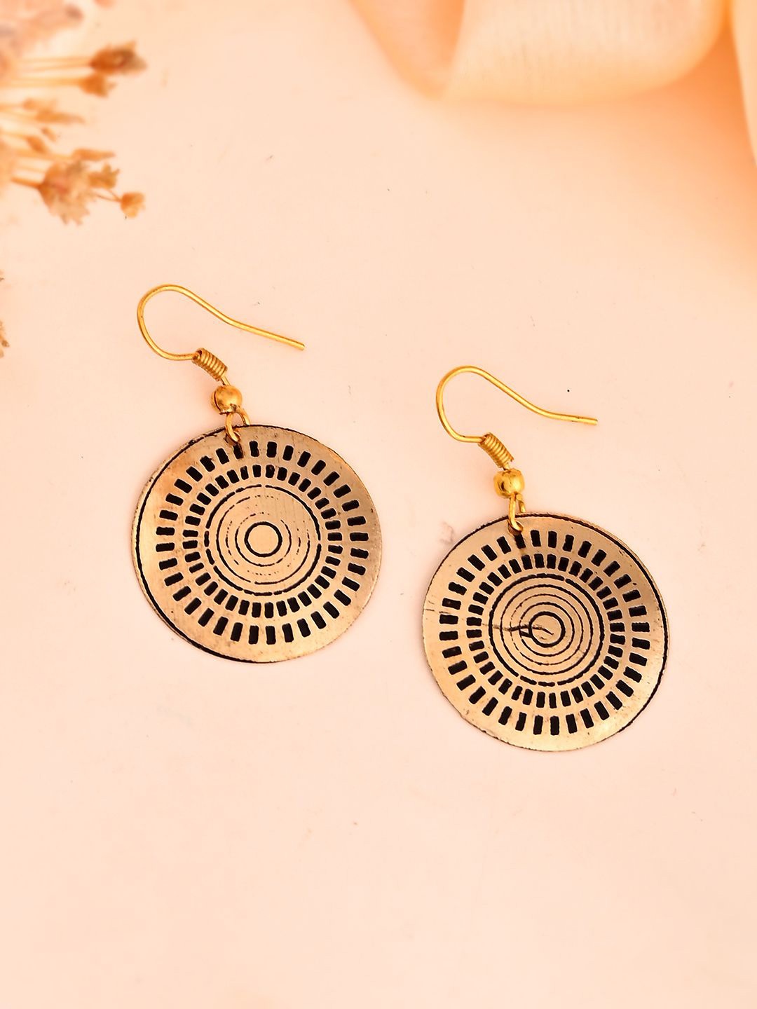 

Silvermerc Designs Rhodium-Plated Tribal-Inspired Circular Drop Earrings, Gold