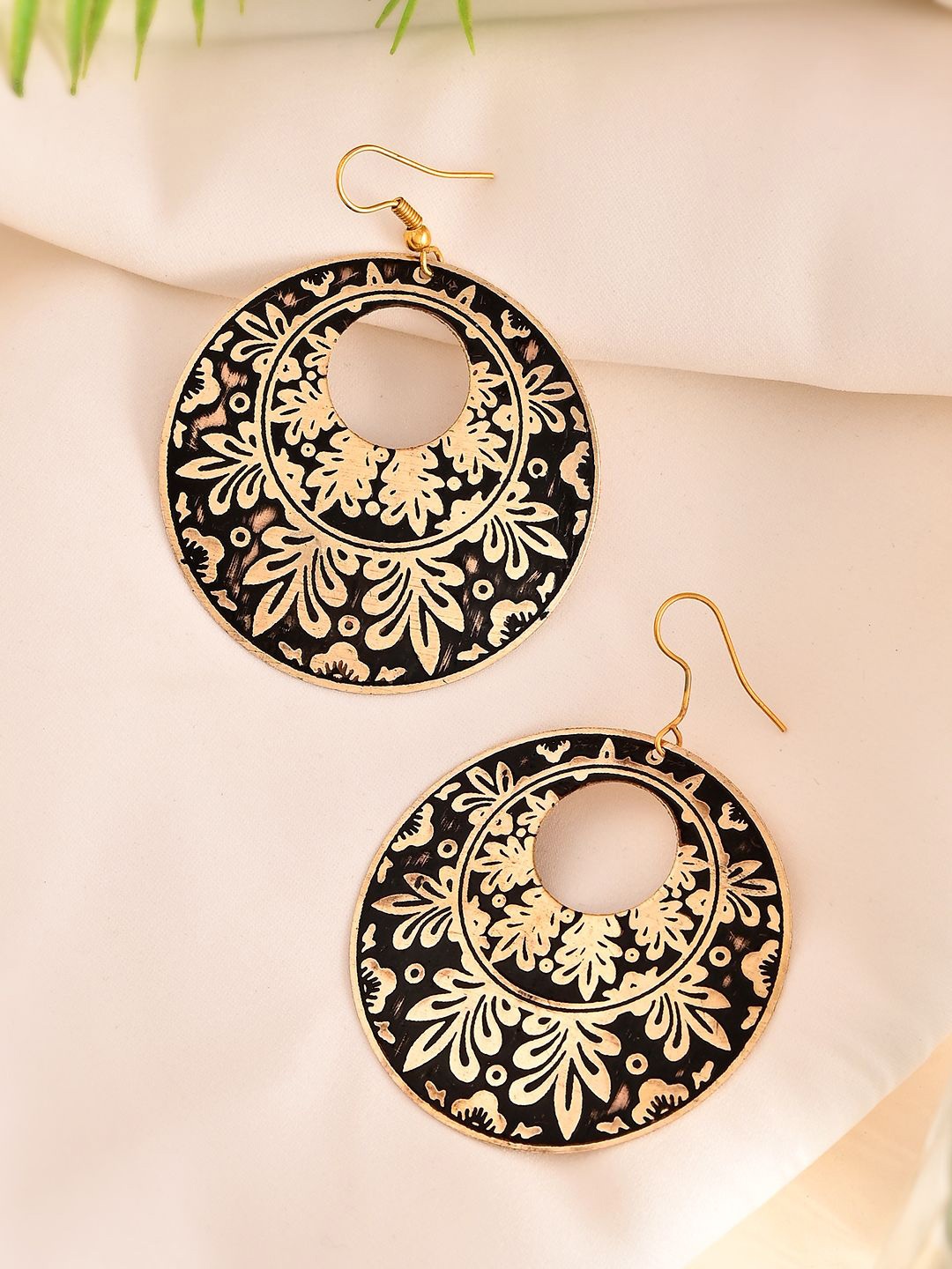 

Silvermerc Designs Rhodium Plated Floral Patterned Drop Earrings, Gold