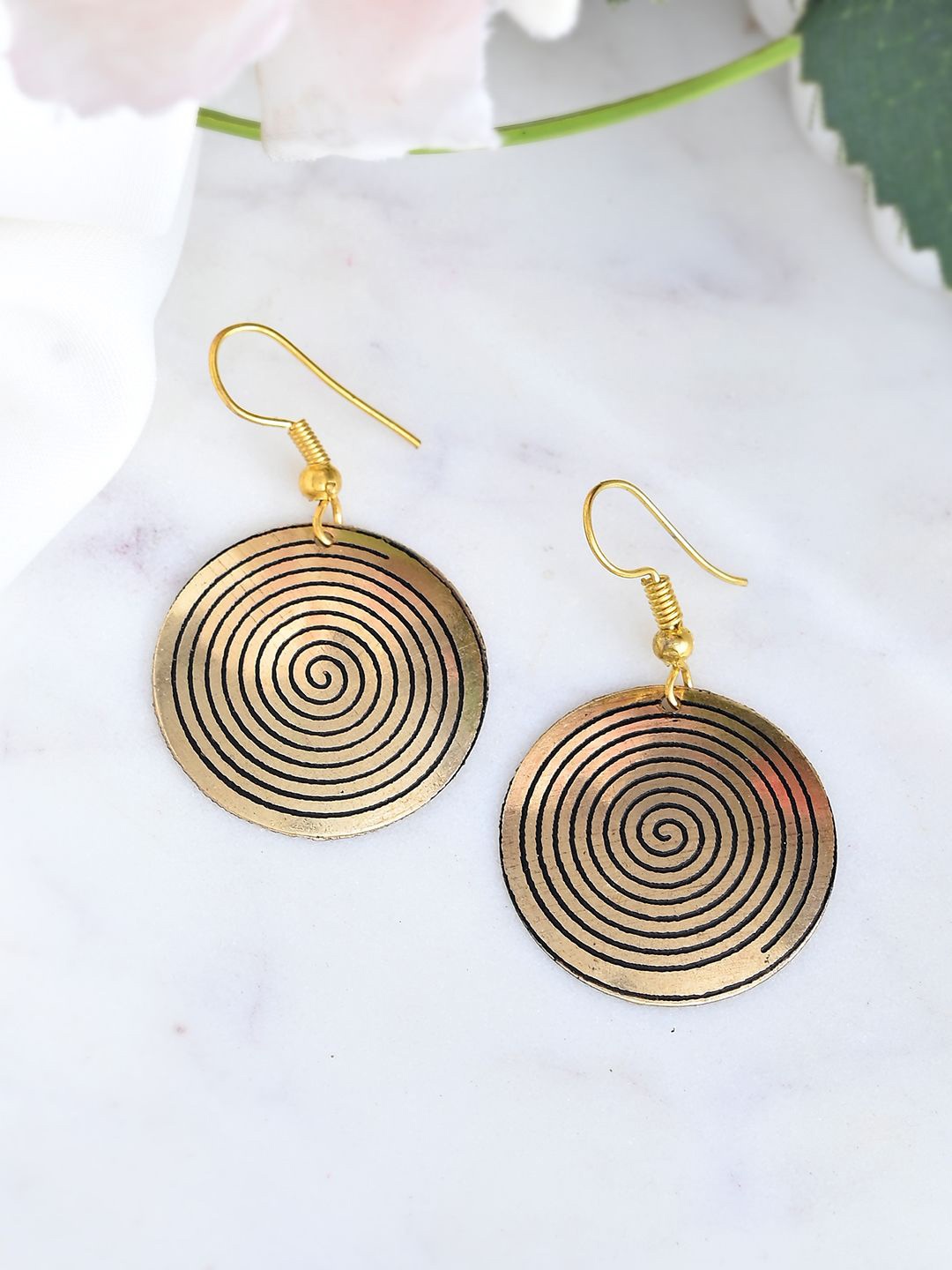 

Silvermerc Designs Elegant Spiral Patterned Classic Drop Earrings, Gold