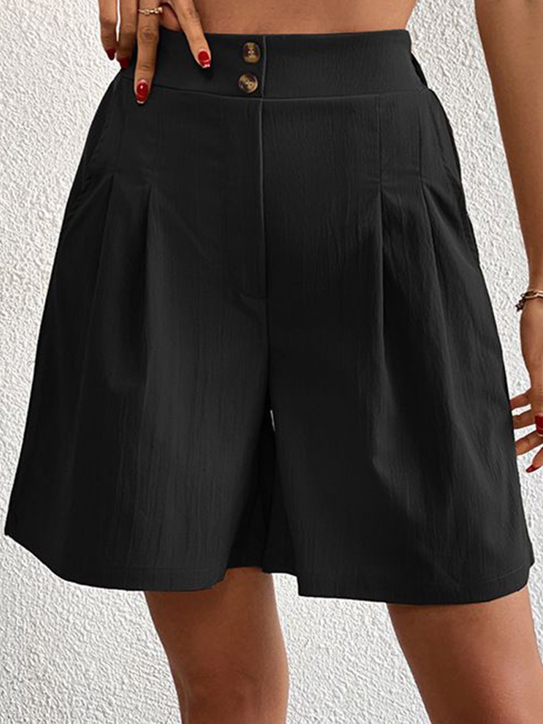 

StyleCast Women Regular Fit Mid-Rise Cotton Shorts, Black