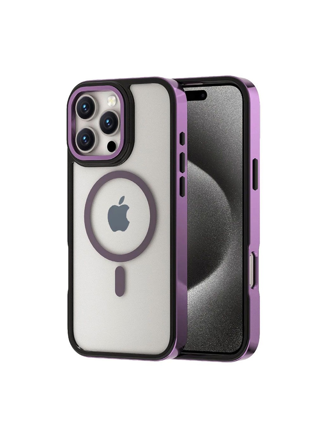 

Luxury Kase LK178 Electroplate Titanium Magnet Wireless Solid iPhone 15 Pro Max Back Case, Transparent