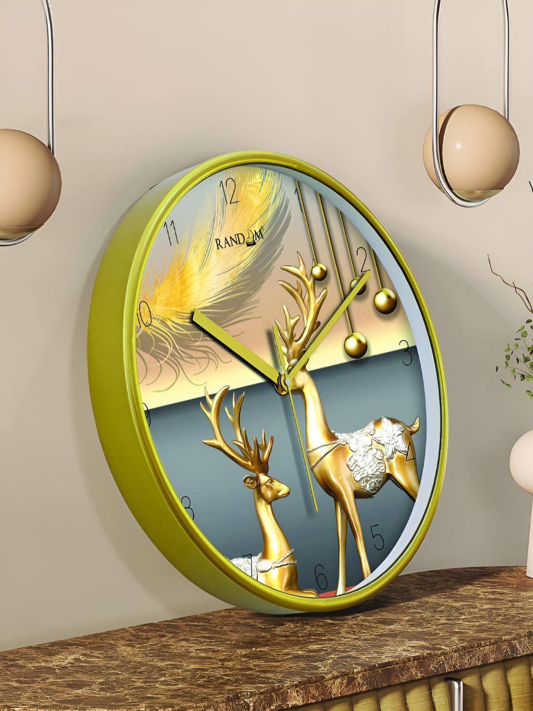 

RANDOM Printed Round Shaped Sweep Silent Movement Contemporary Wall Clock, Green