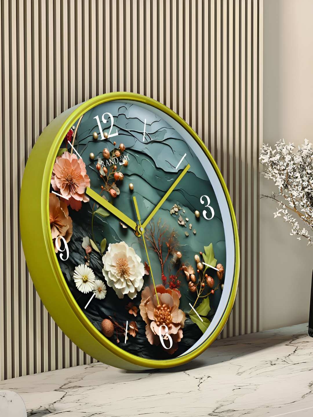 

RANDOM Printed Round Shaped Sweep Silent Movement Contemporary Wall Clock, Green