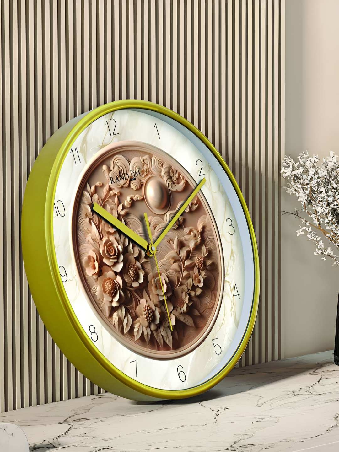 

RANDOM Printed Round Shaped Sweep Silent Movement Contemporary Wall Clock, Green