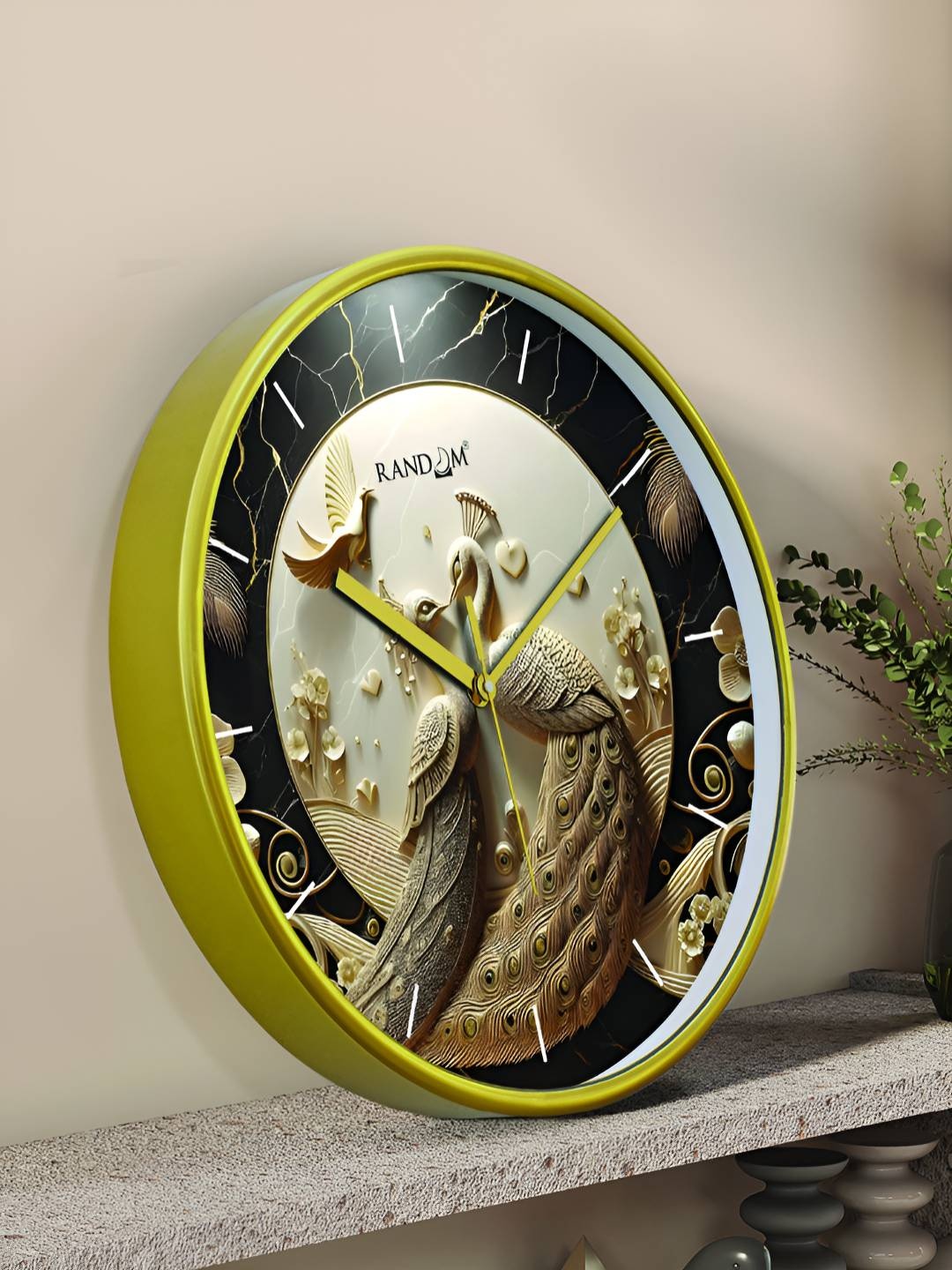 

RANDOM Printed Round Shaped Sweep Silent Movement Contemporary Wall Clock, Green