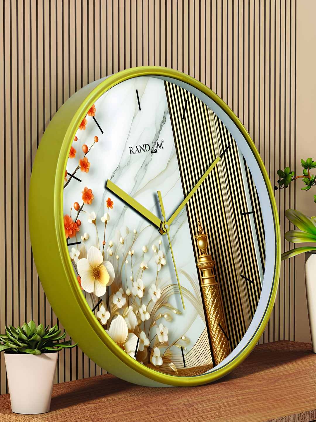 

RANDOM Printed Round Shaped Sweep Silent Movement Contemporary Wall Clock, Green