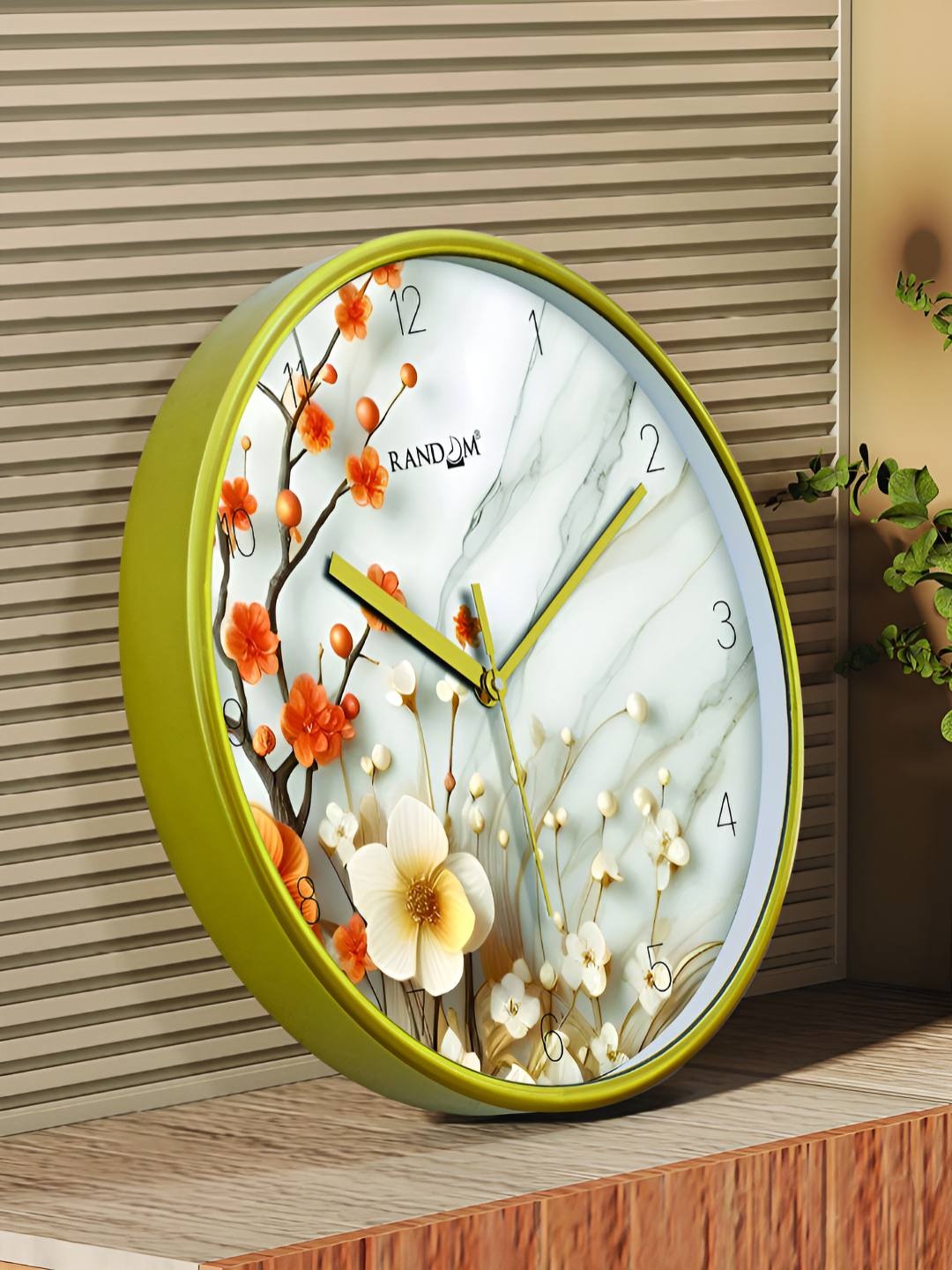 

RANDOM Printed Round Shaped Sweep Silent Movement Contemporary Wall Clock, Green