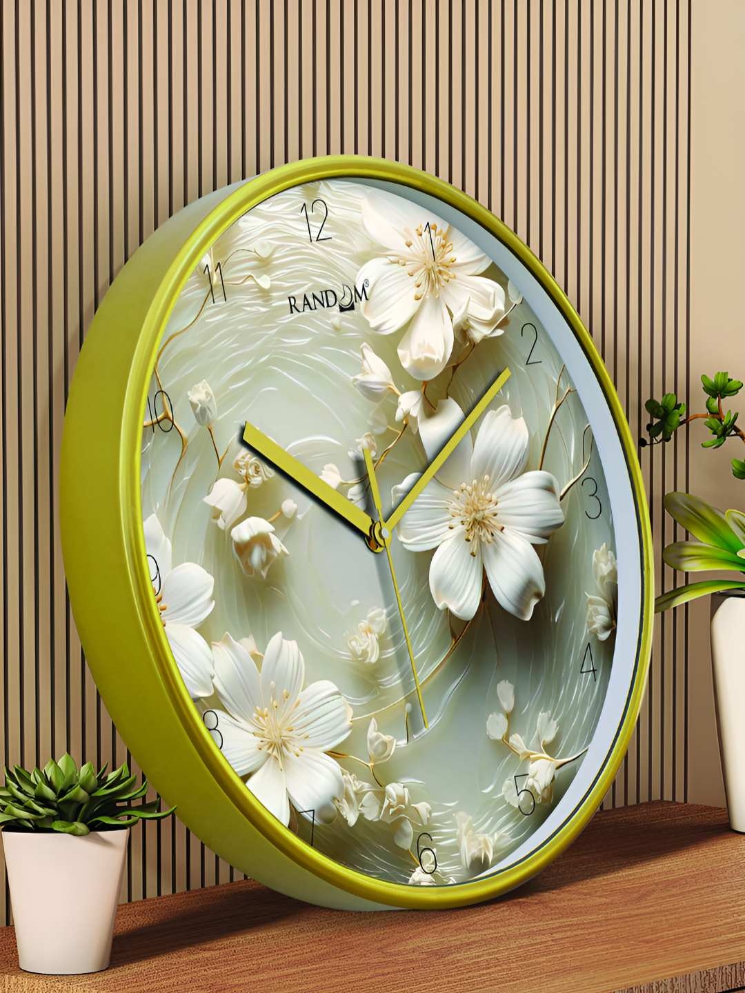 

RANDOM Printed Round Shaped Sweep Silent Movement Contemporary Wall Clock, Green