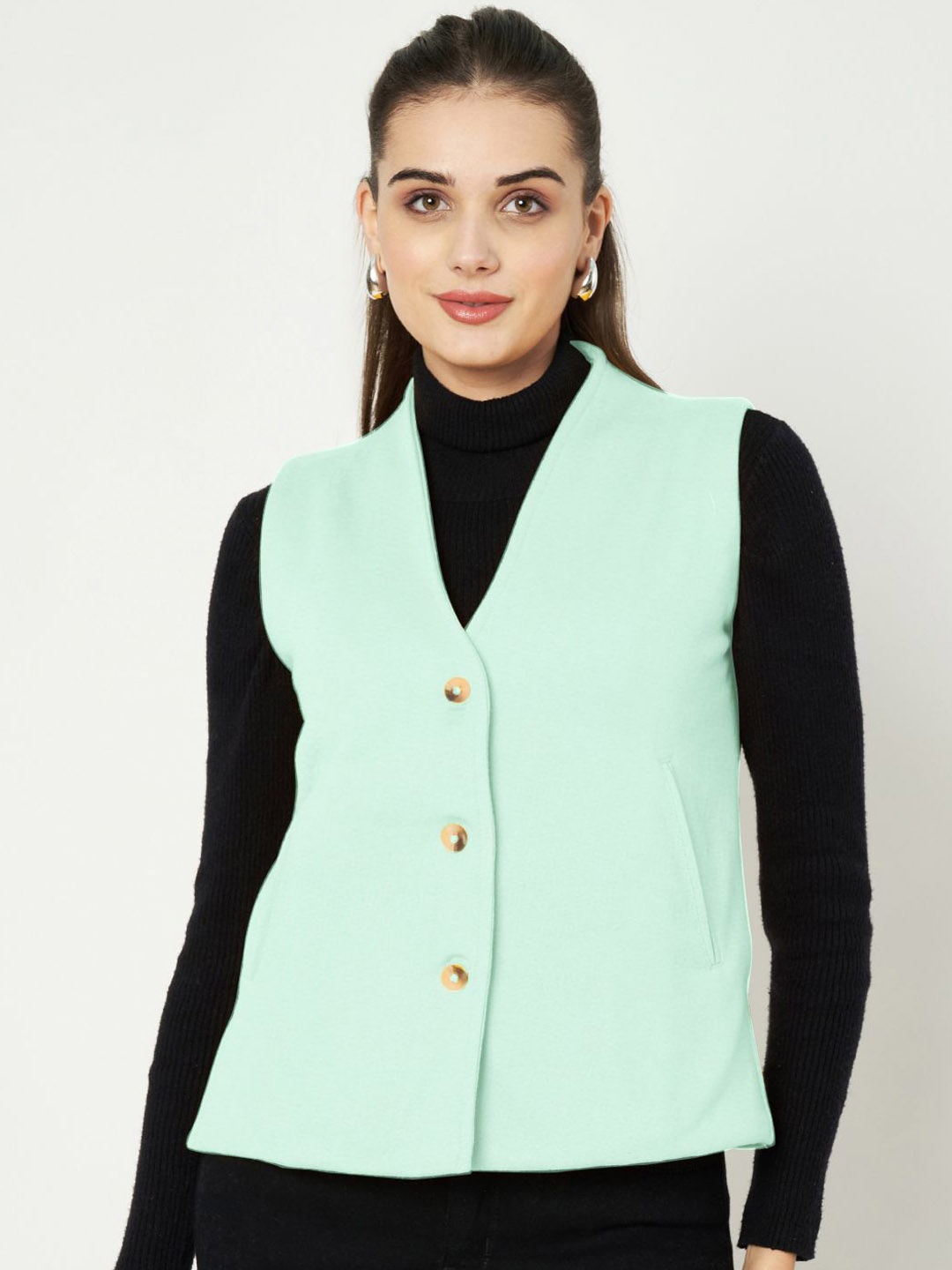 

BRINNS V-Neck Woven Waistcoat, Green