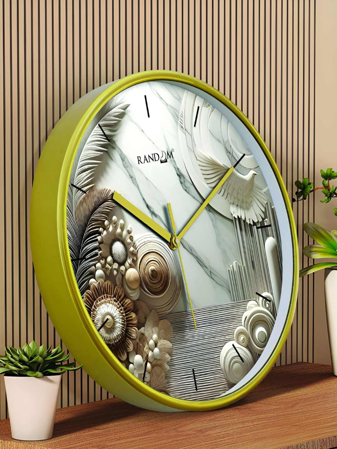 

RANDOM Printed Round Shaped Sweep Silent Movement Contemporary Wall Clock, Green