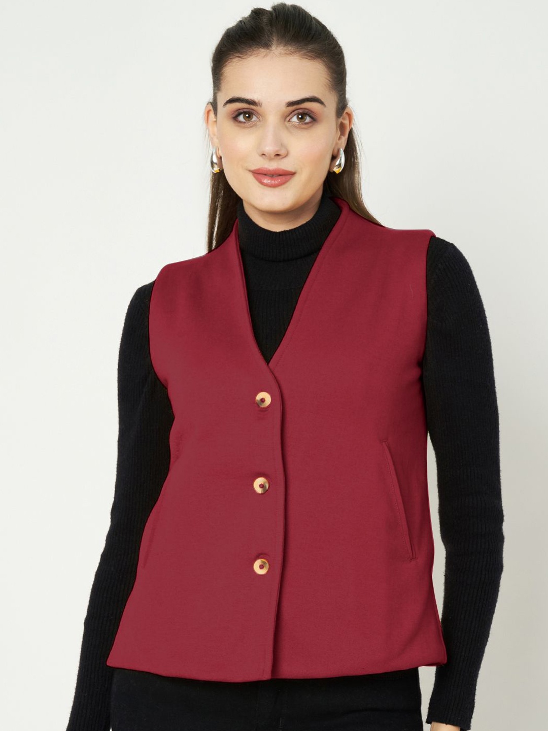 

BRINNS V-Neck Casual Waistcoat, Maroon