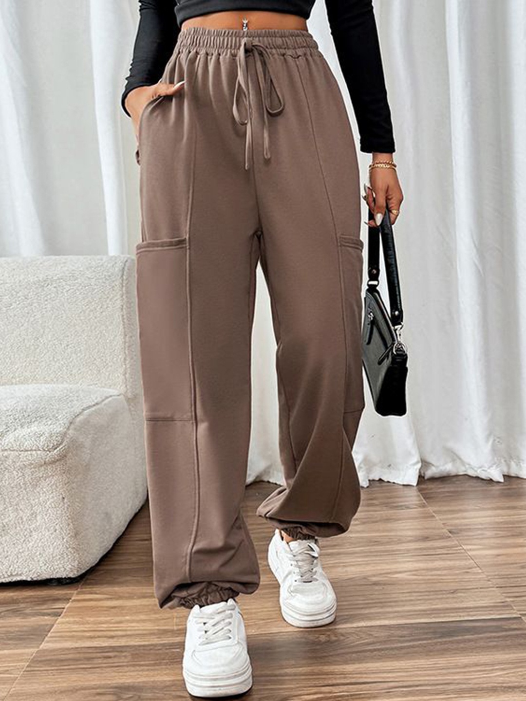 

StyleCast Women Regular Fit High-Rise Cotton Cargos Trousers, Maroon