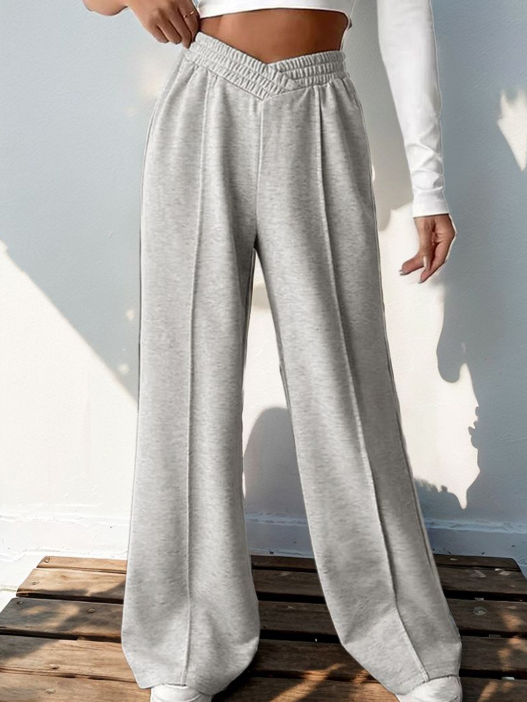 

StyleCast Women High-Rise Wide Leg Trousers, Grey