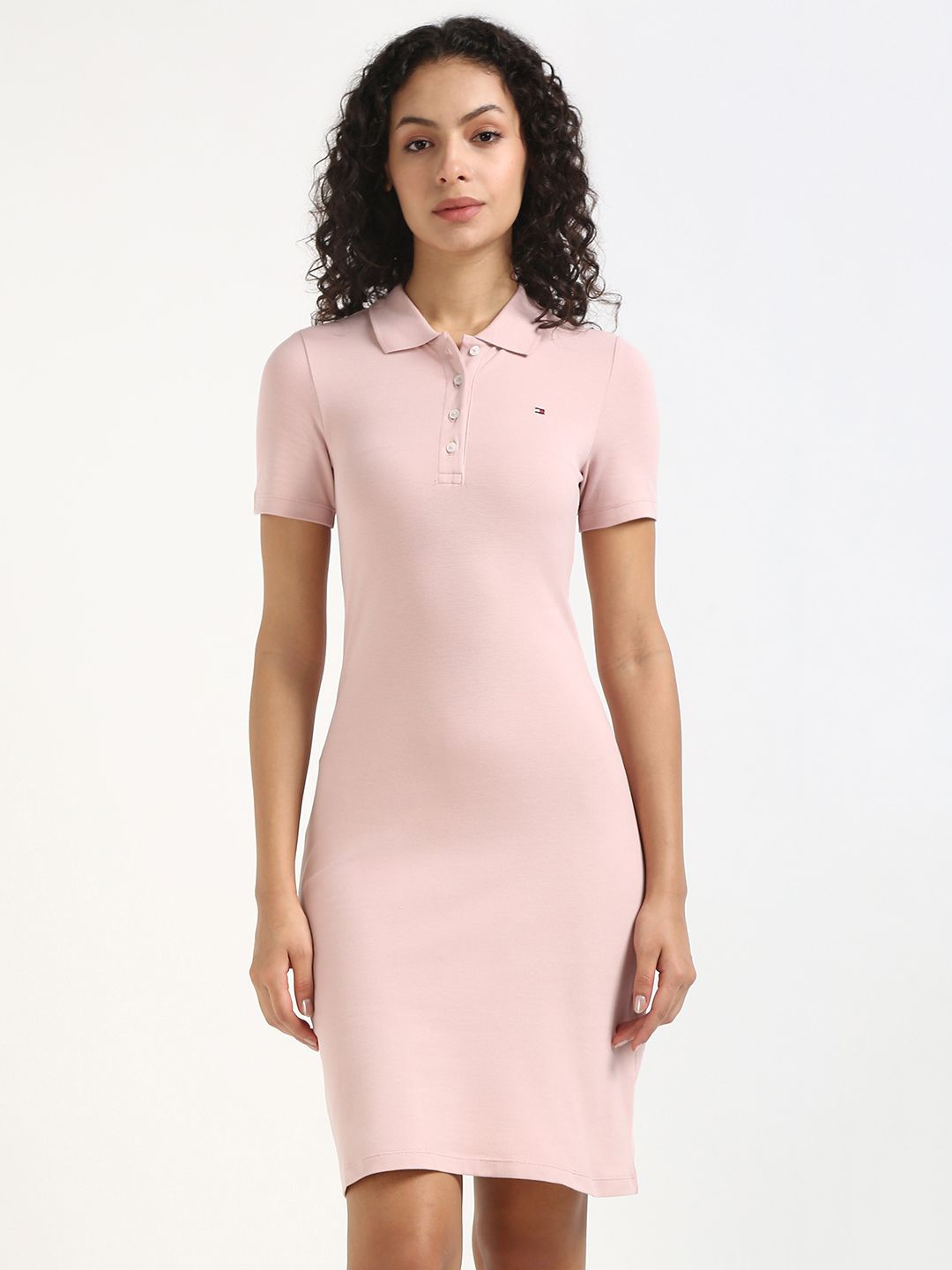 

Tommy Hilfiger Women Shirt Collar Polo T-shirt Dress, Pink