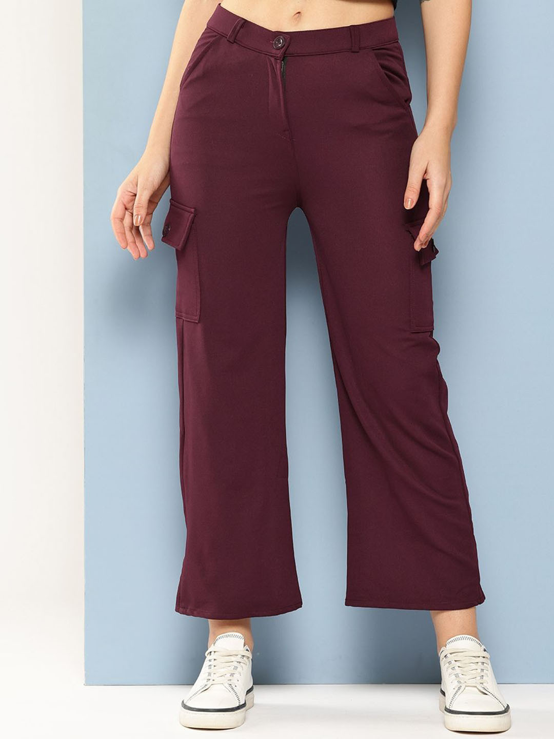 

BAESD Girls Smart Flared Cotton Parallel Trousers, Burgundy