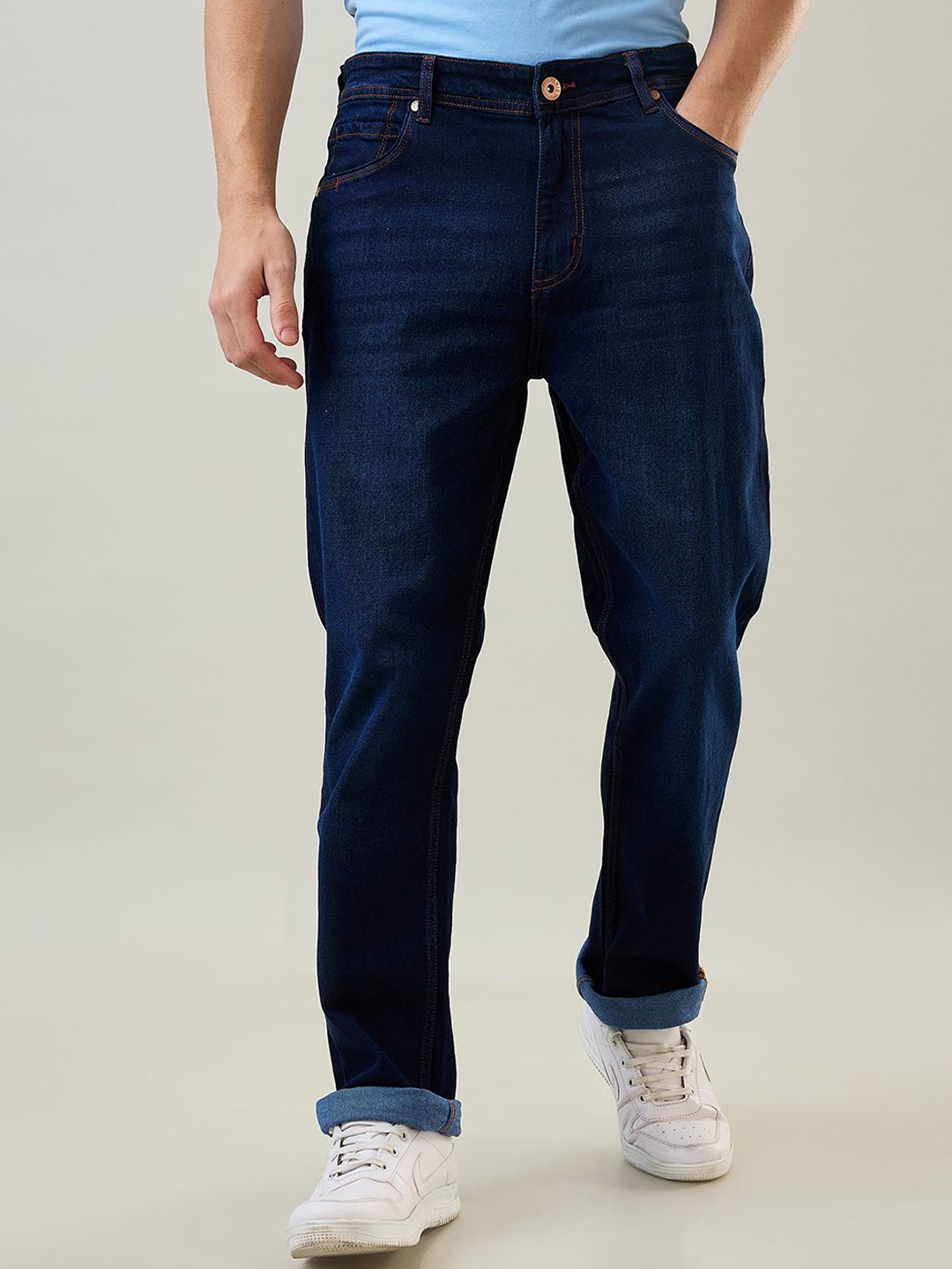 

TIM PARIS Men Mid-Rise Straight Fit Light Fade Jeans, Blue