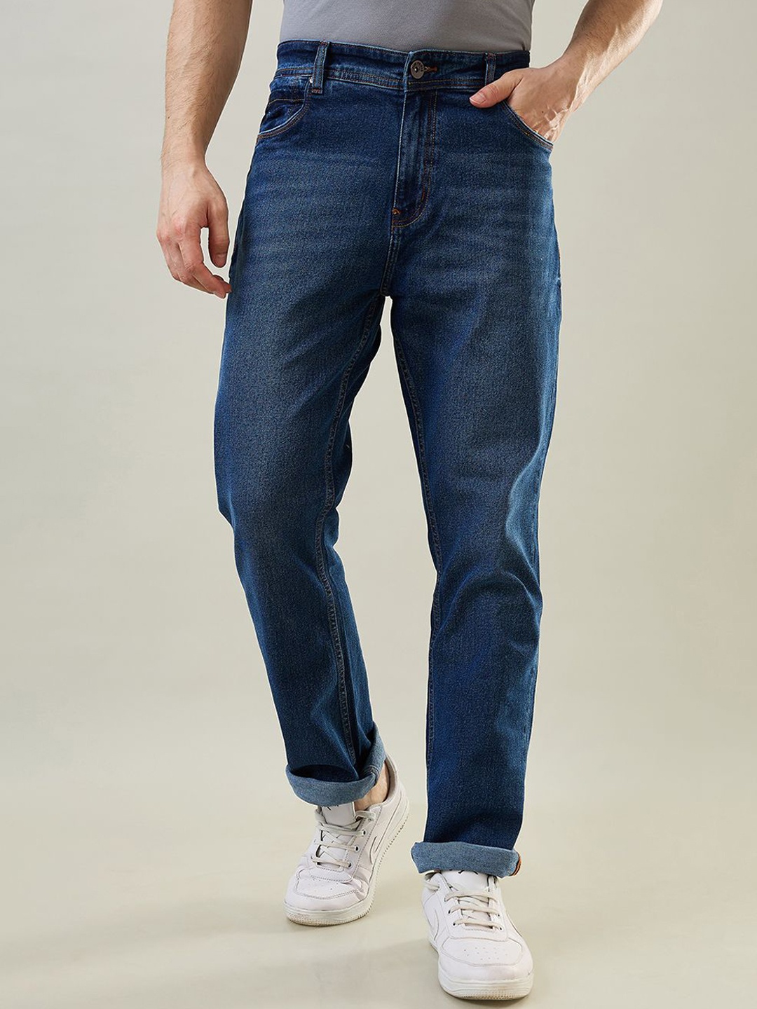 

TIM PARIS Men Straight Fit Light Fade Jeans, Blue