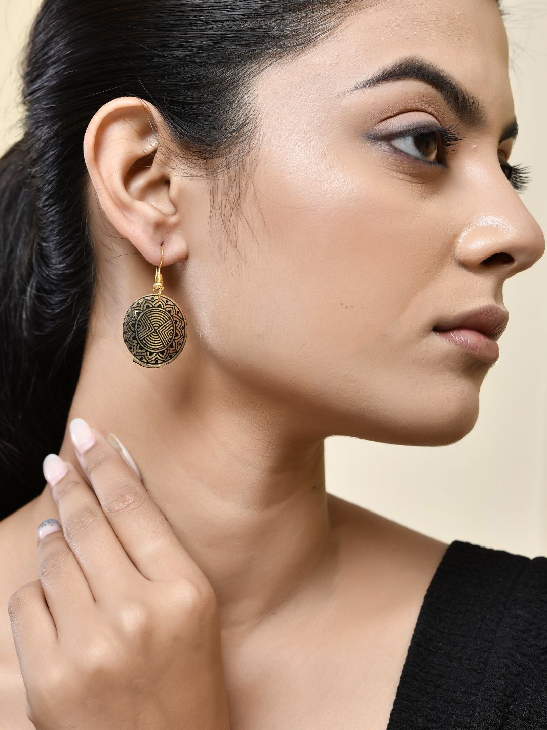 

Silvermerc Designs Geometric Pattern Classic Drop Earrings, Gold