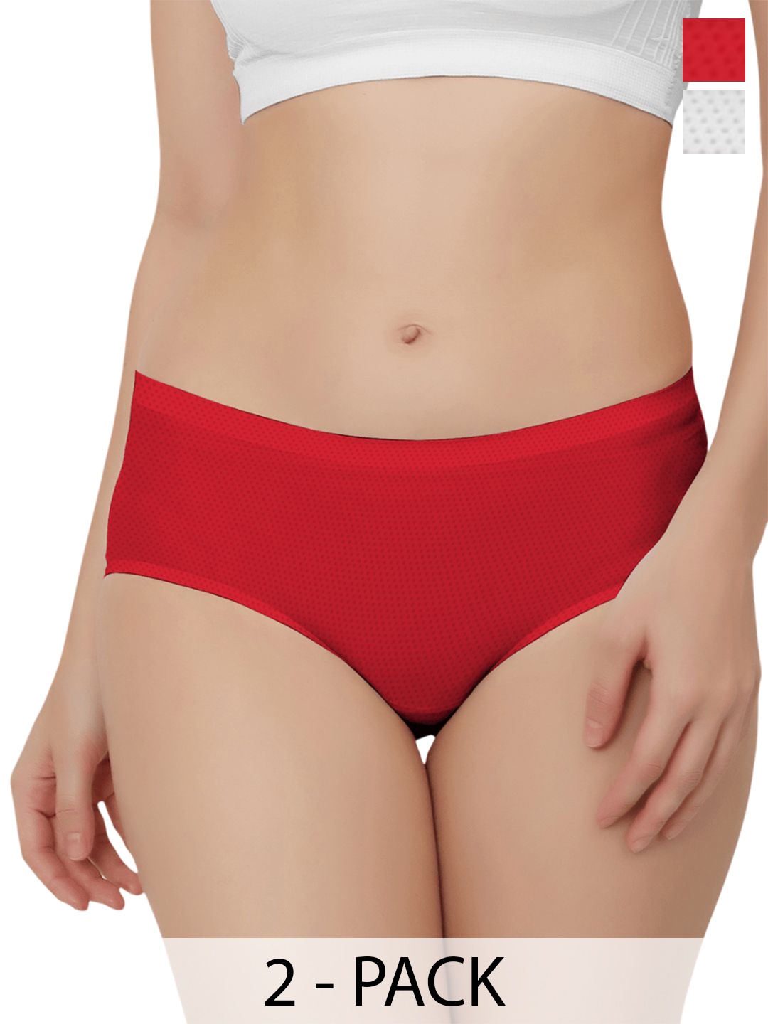 

Bella Voste WomenPack Of 2 Seamless Breathable Period Briefs, Red