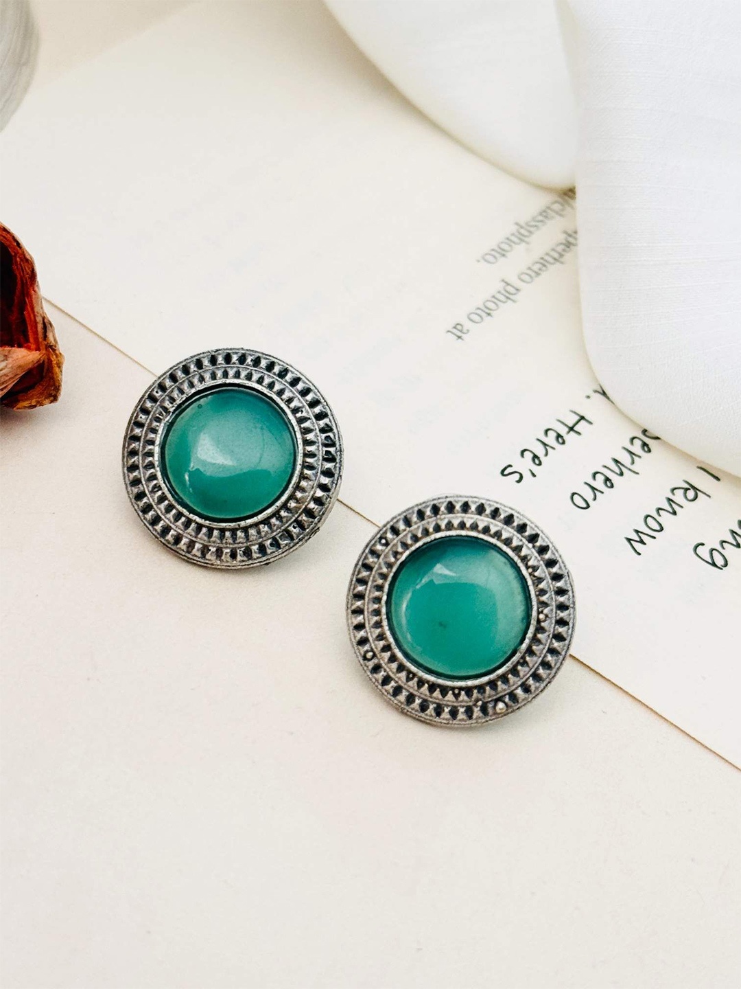 

ABDESIGNS Silver Plating Spherical Shaped Studs Earrings, Green
