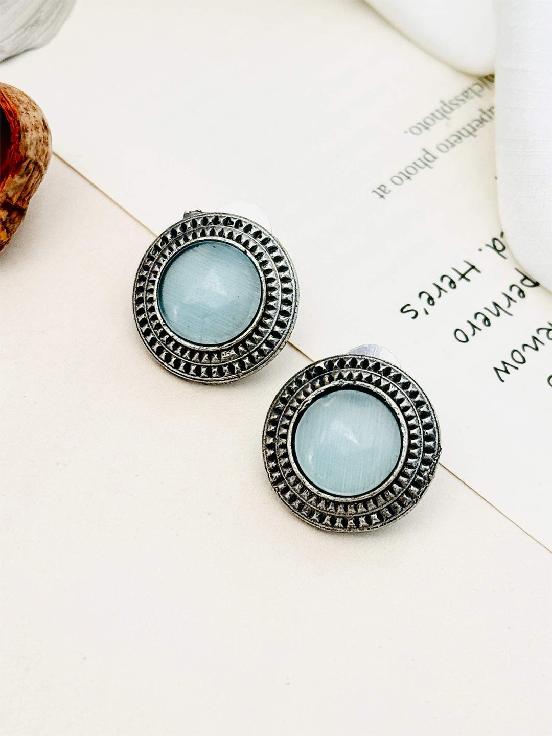 

ABDESIGNS Silver Plating Spherical Shaped Studs Earrings, Grey