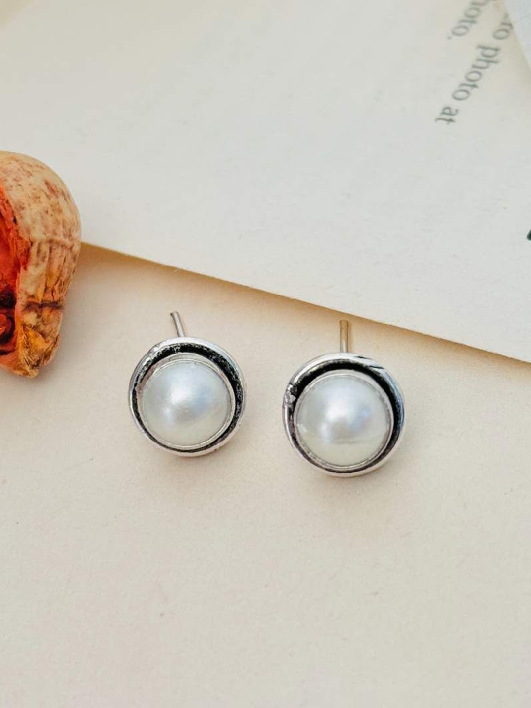 

ABDESIGNS Silver Plating Spherical Shaped Studs Earrings, White