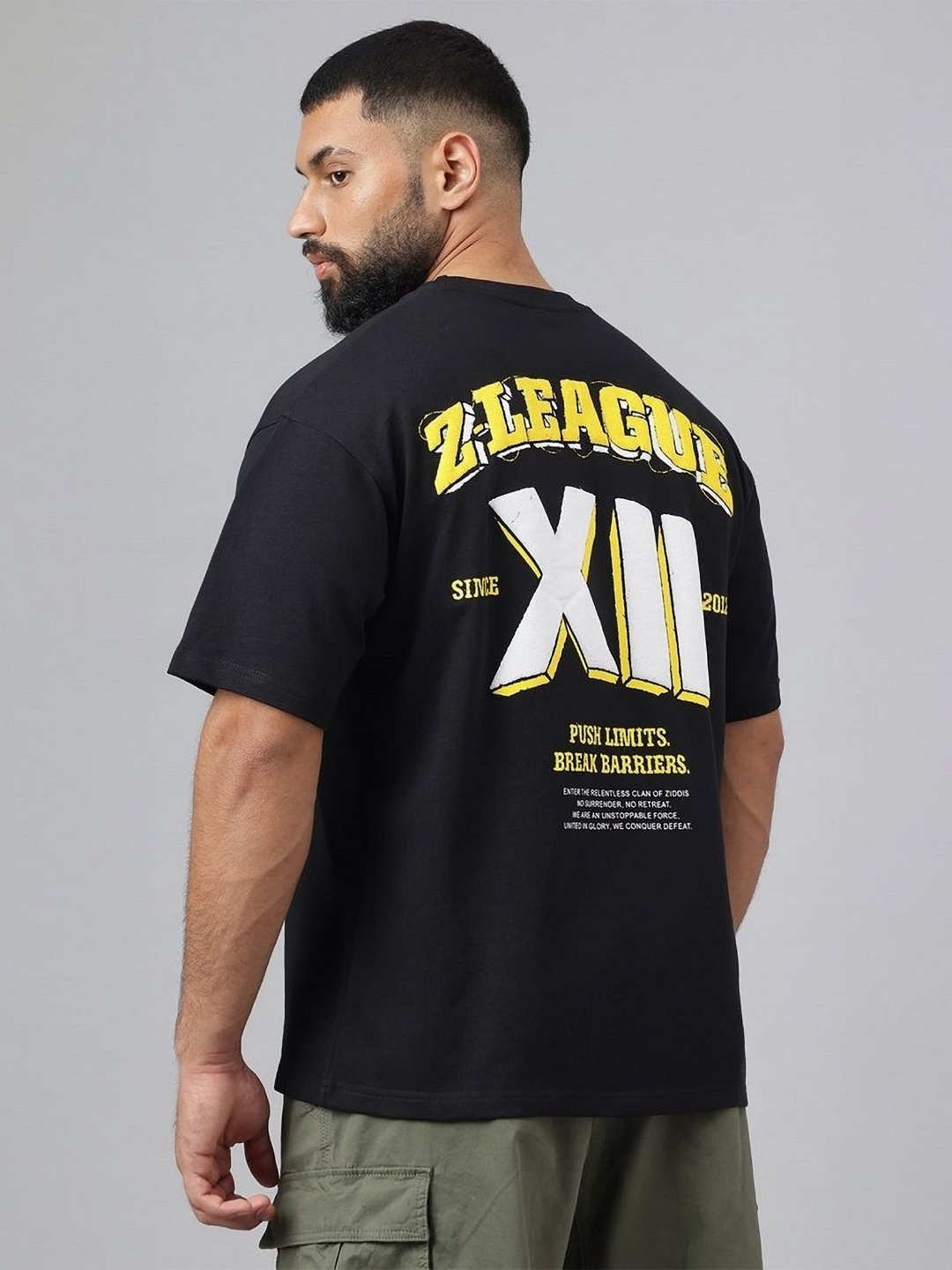 

MuscleBlaze Unisex Typography Printed Round Neck Cotton T-shirt, Black