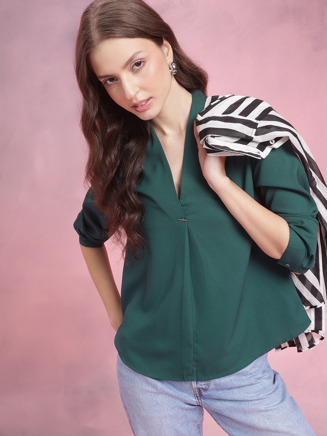 

DressBerry Shirt Style Top, Green