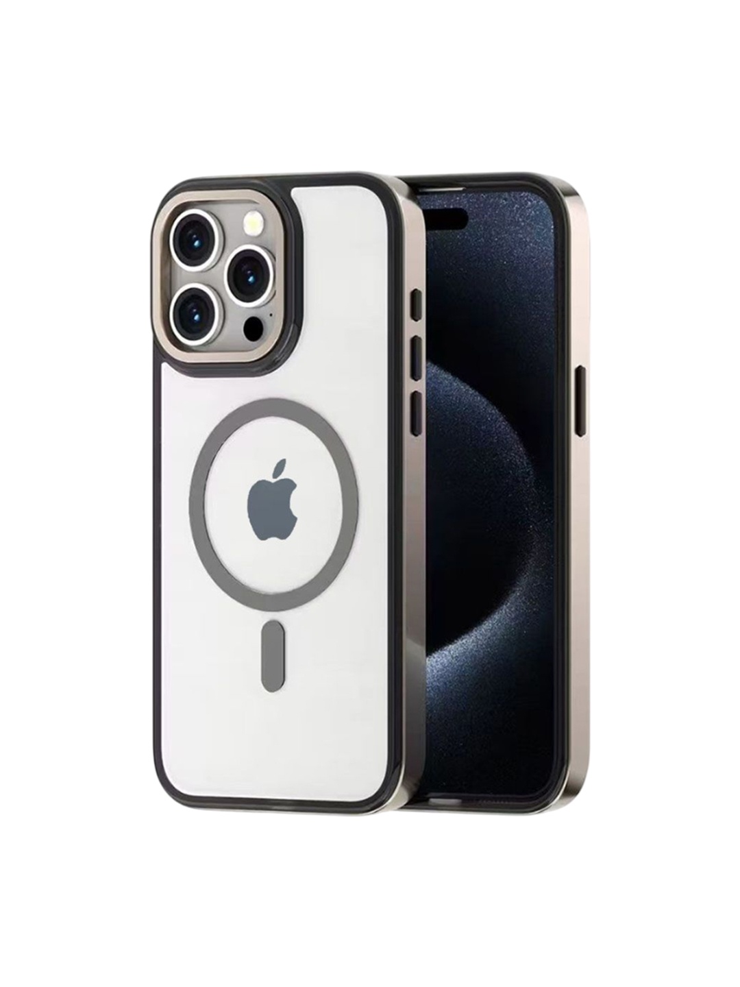 

Luxury Kase LK178 Electroplate Titanium Magnet Wireless Solid iPhone 15 Pro Back Case, Transparent