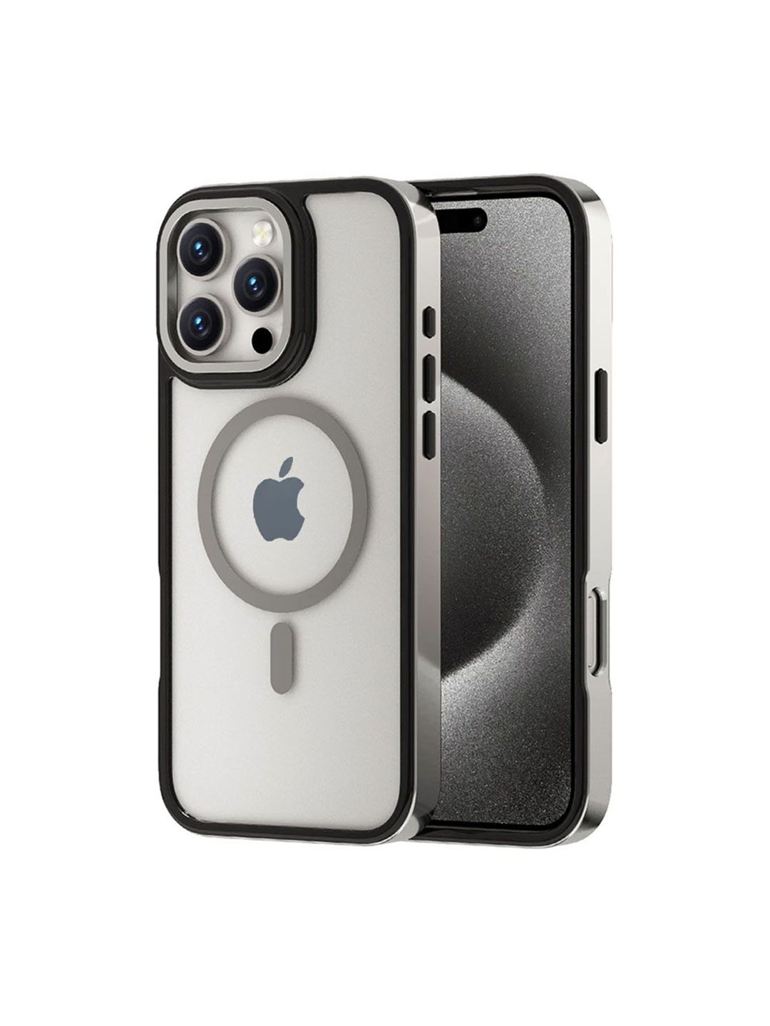 

Luxury Kase LK178 iPhone 15 Pro Electroplate Titanium Matte Plated Back Case, Silver