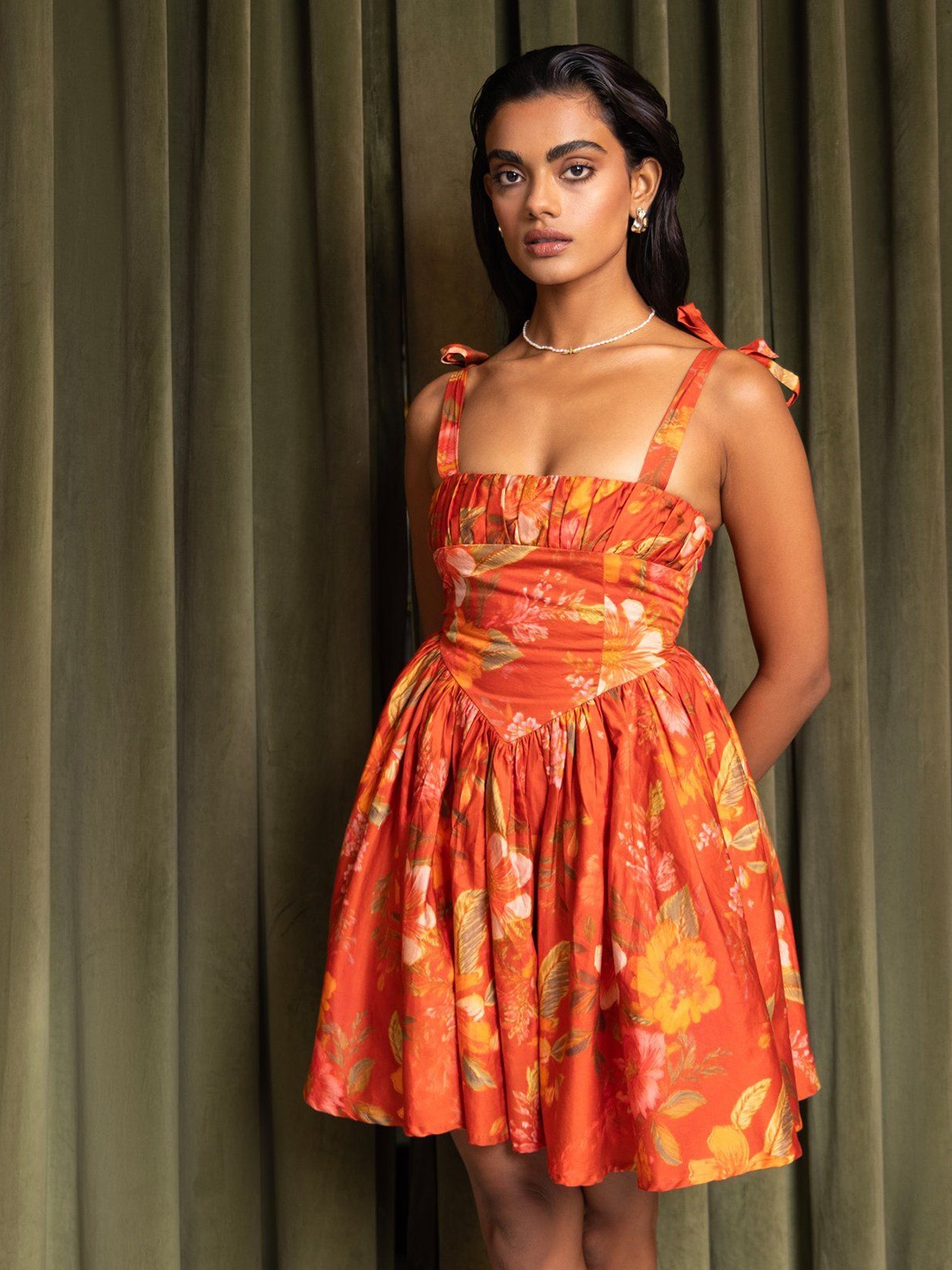 

Sage by Mala Women Sunset Bloom Mini Dress, Orange