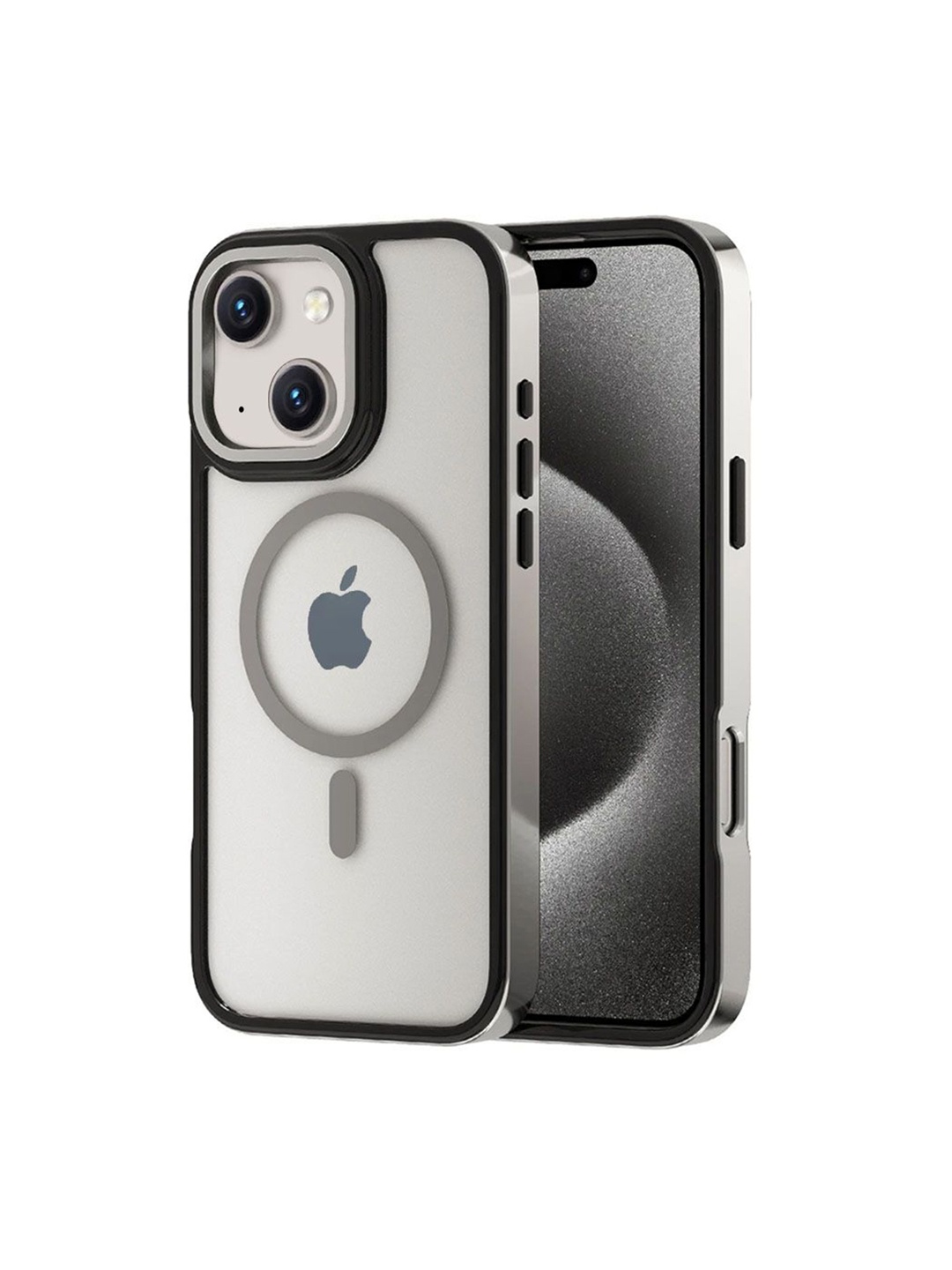 

Luxury Kase LK178 iPhone 15 Electroplate Titanium Matte Plated Back Case, Silver