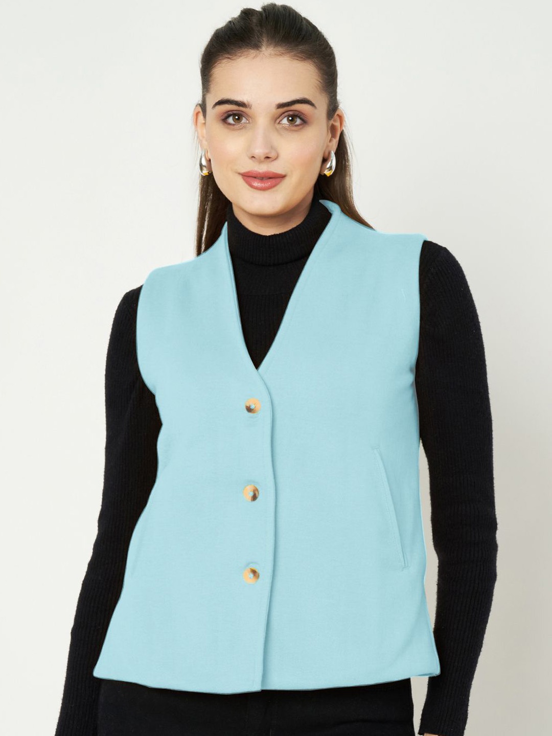 

BRINNS V-Neck Casual Waistcoat, Turquoise blue