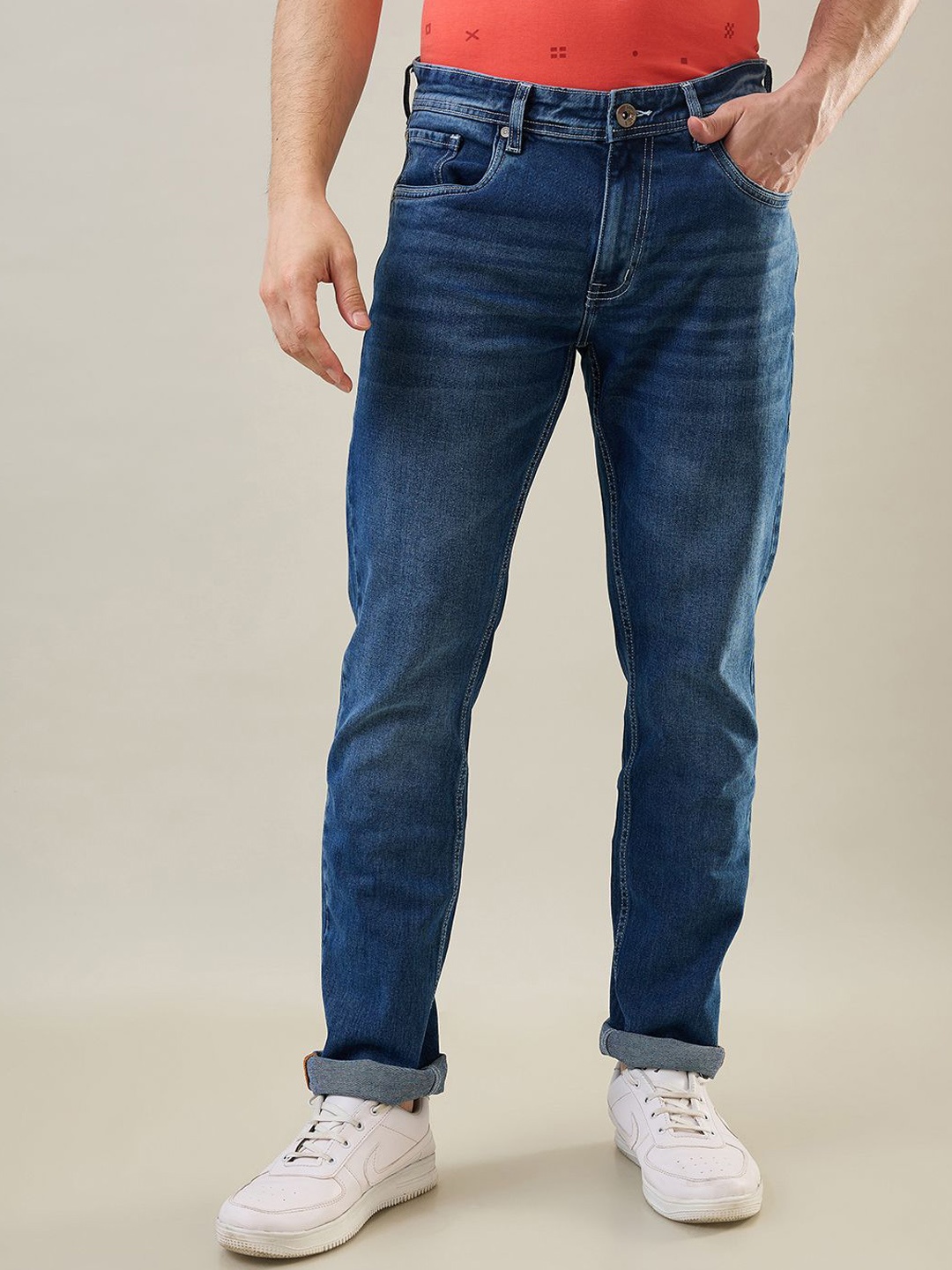

TIM PARIS Men Straight Fit Light Fade Jeans, Blue