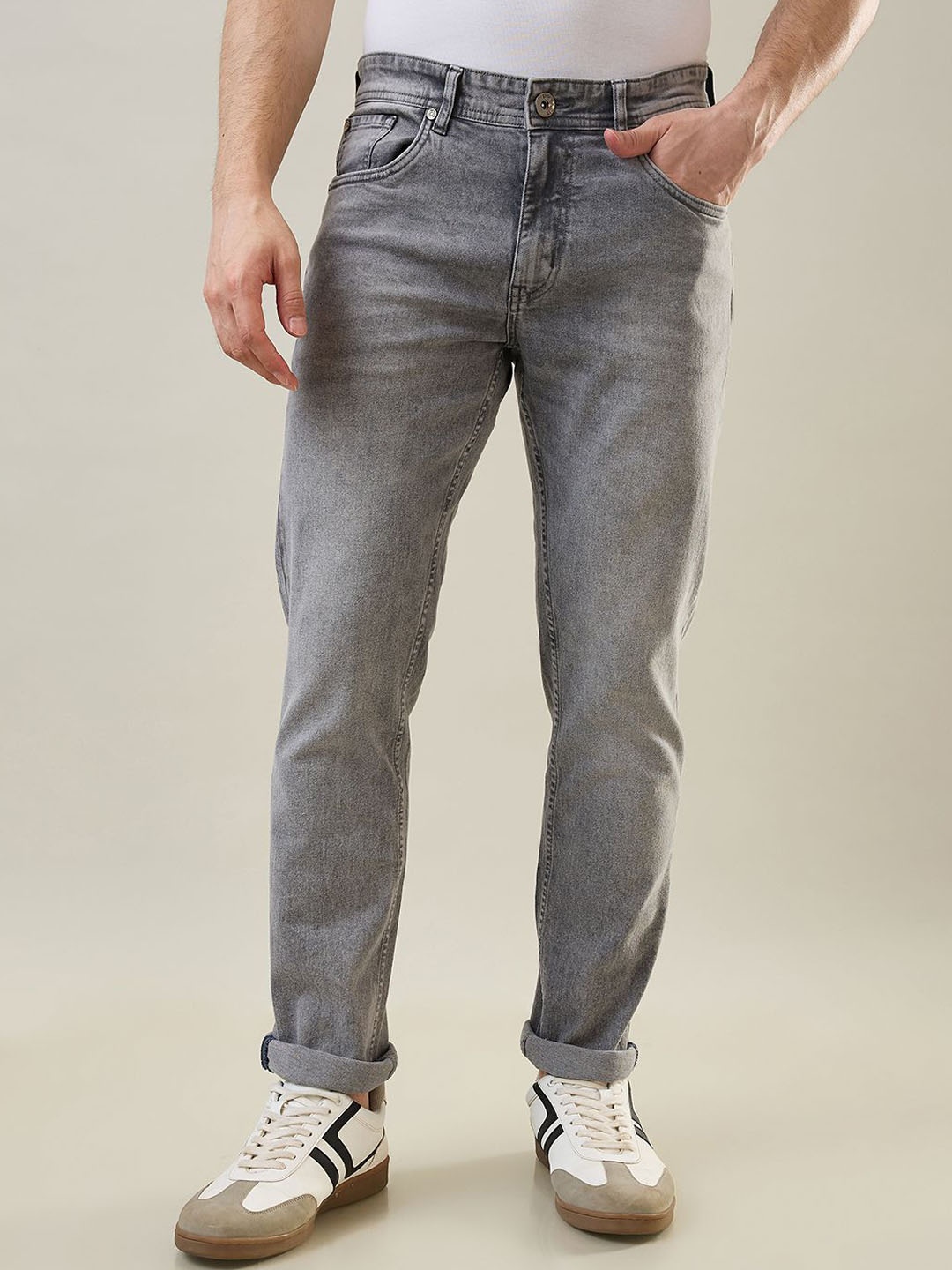 

TIM PARIS Men Straight Fit Heavy Fade Jeans, Grey