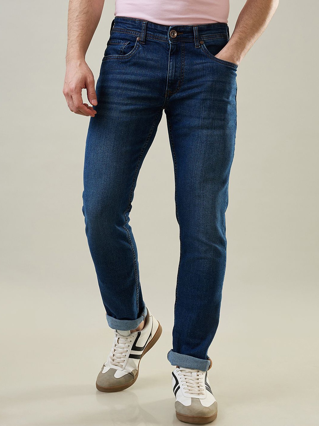 

TIM PARIS Men Tapered Fit Light Fade Jeans, Navy blue